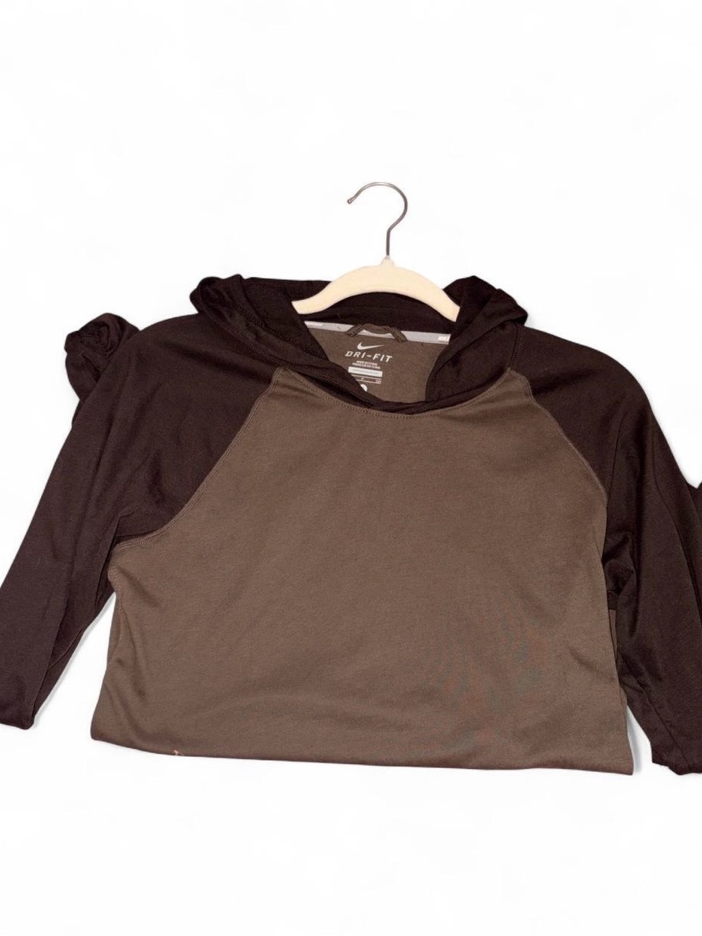 Nike Dri-FIT Women’s Colorblock Pullover Hoodie Brown Black Size Small S.